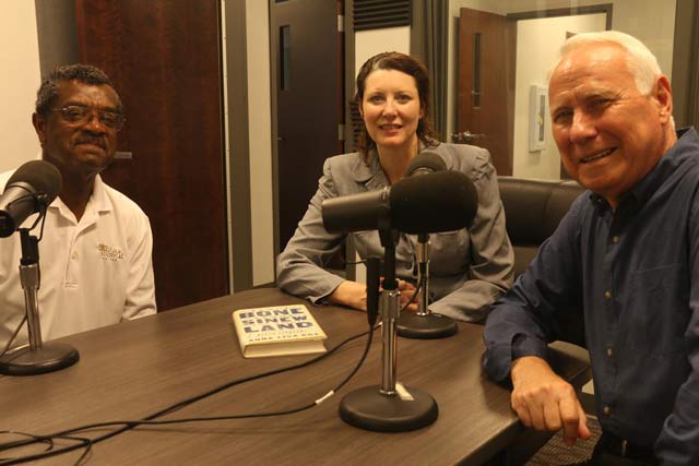 Stanley Madison (l) and author Anna-Lisa Cox in the studio with David.
CREDIT MAREEA THOMAS